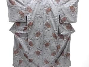 クリスマスセール大特価品　重ね亀甲に草花模様織り出し本場泥大島紬着物(5マルキ)